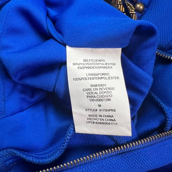 XOXO Fit & Flare, Open Back, Beaded Dress - Blue & Gold - Juniors Sz M (NWOT) - Picture 8 of 9